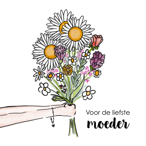 Moederdagkaart tekening bos bloemen