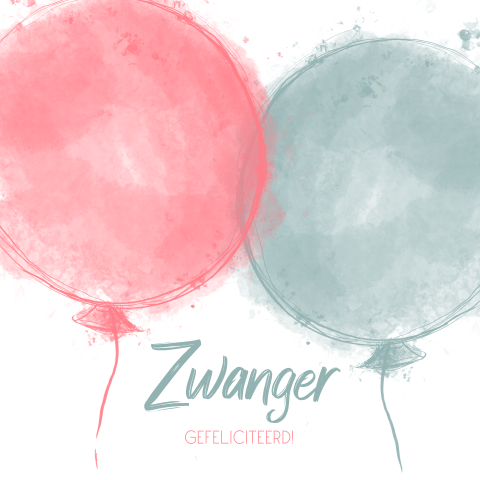 Zwanger felicitatie blauwe en roze ballon