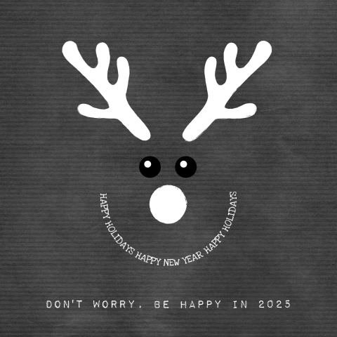 Grappige en Stoere Kerstkaart rendier Happy 2025