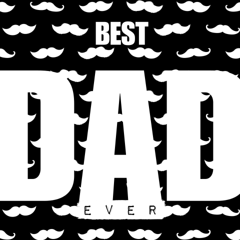 Stoere zwarte kaart met witte snorren "BEST DAD EVER"