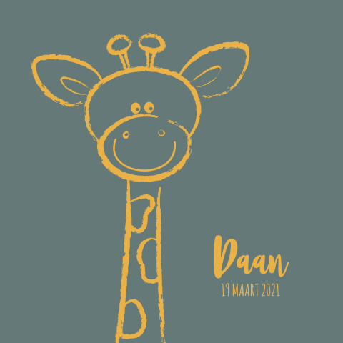 Geboortekaart met een schattig girafje jongen Daan