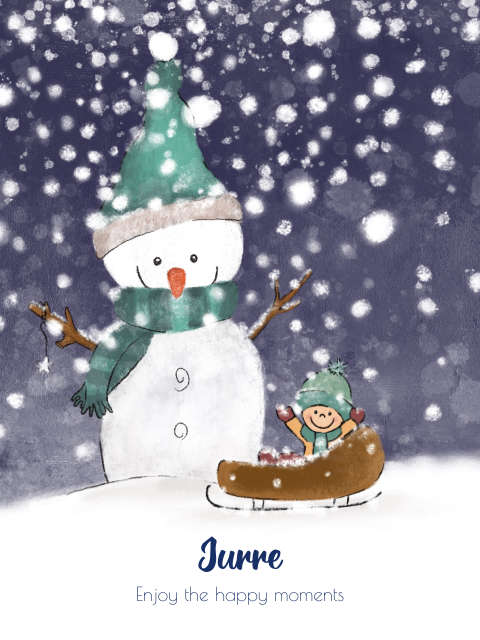 Aanpasbare kinderkamer poster | sneeuwpret met sneeuwpop 30x40cm