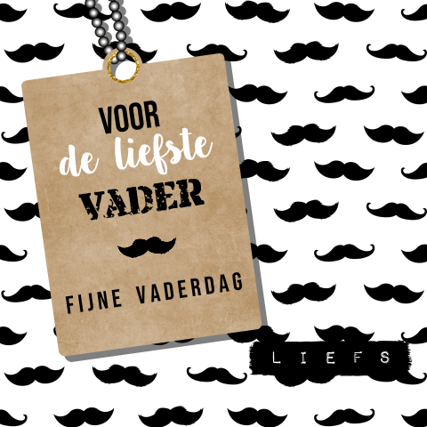 Vaderdagkaart hippe zwart wit kaart snorren en label