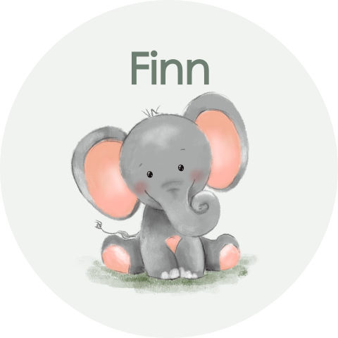 Ronde raamsticker geboorte Ø60CM met schattig olifantje