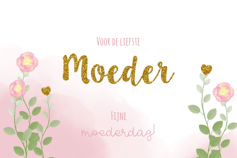 Moederdagkaart roze waterverf en bloemen