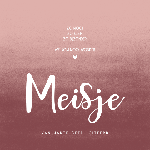 Felicitatiekaart geboorte meisje stoer stijlvol en gedichtje