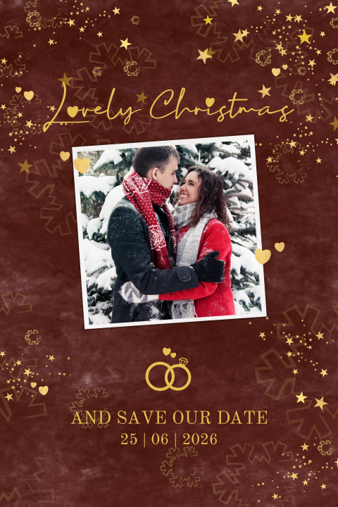 Stijlvolle en luxe save the date kerstkaart met ronde hoeken