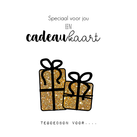 Moderne cadeau tegoedbon wenskaart  met goudkleurige cadeautjes