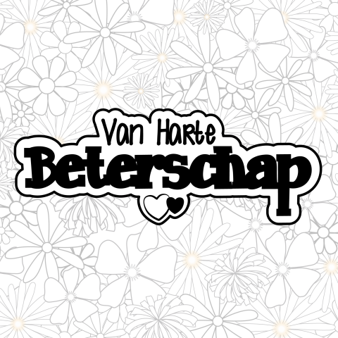 Beterschapskaart met zwart wit bloemen patroon
