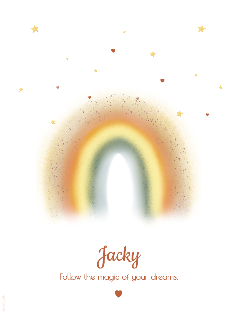 Aanpasbare kinderkamer poster regenboog met naam 30x40cm