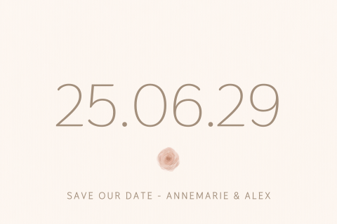 Save the date kaart met roosje – Dusty Rose
