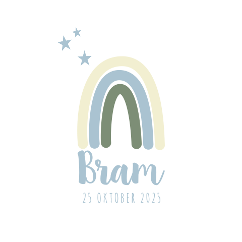 Geboortekaart jongen regenboog met sterren Bram