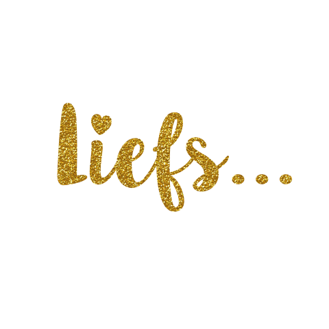Liefs kaartje met goudkleurige glitter tekst en hartje