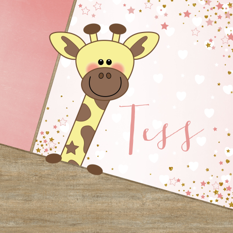 Raamsticker meisje giraffe sterren en hartjes