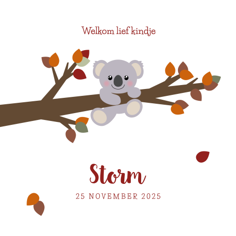 Raamsticker lief koalabeertje aan een tak herfst