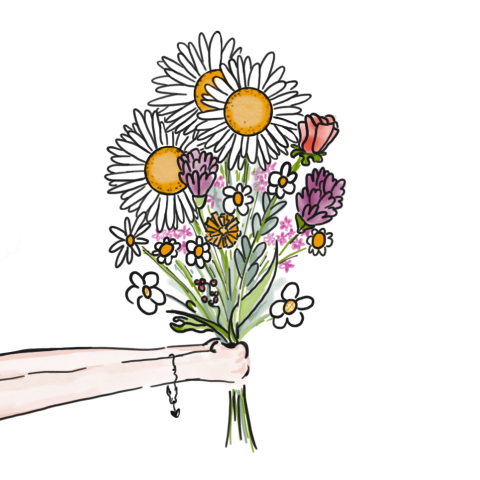 Zomaar kaart met een tekening van een bos bloemen