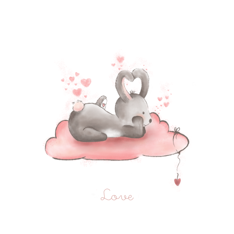 Schattig kaartje met veel liefs lief konijn met hartjes