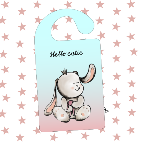 Felicitatie geboorte meisje DIY deurhanger met konijntje