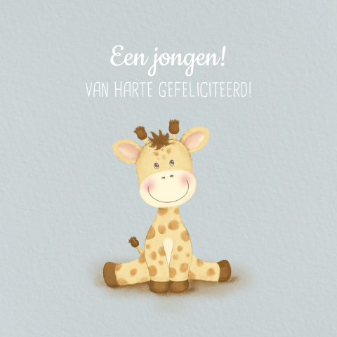 Felicitatiekaart geboorte jongen met lief girafje