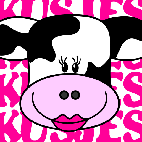Zomaar een kaartje met een koe en kusjes