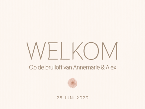 Welkomstbord met roosje – Dusty Rose