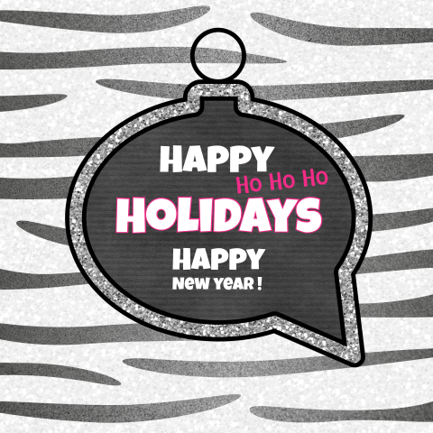 Kerst trendy kaart met glitter zebraprint en kerstbal