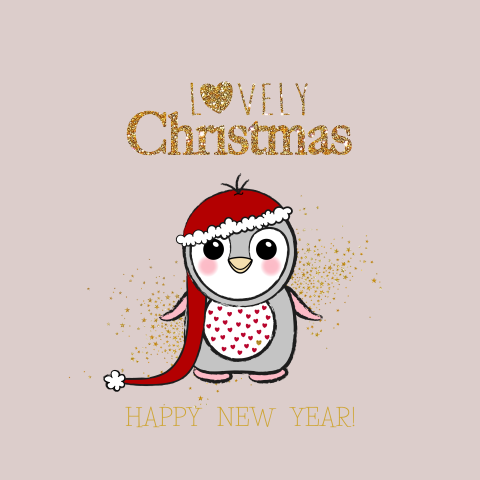 Kerst wenskaart schattige pinguïn met een kerstmuts
