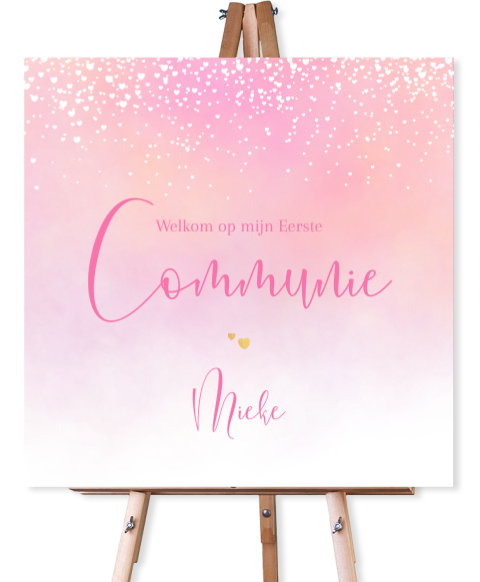 Dromerig communie welkomstbord roze