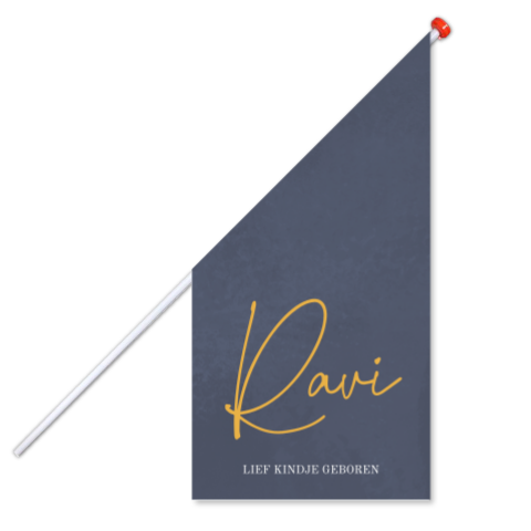 Geboortevlag jongen blauwe velvet-look Ravi