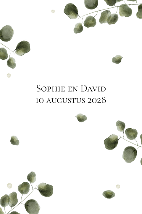 Stijlvolle trouwkaart met eucalyptus