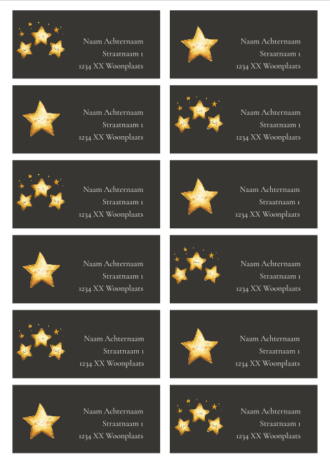 adresstickers kerstkaarten vrolijke kerststerren