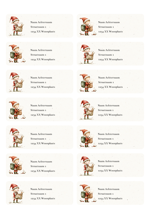 adresstickers kerstkaarten post elf bezorgen