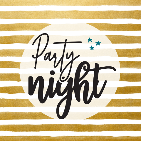 Uitnodiging Party Night met gouden strepen
