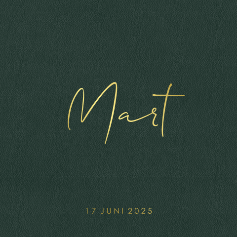 Groen minimalistisch geboortekaartjemet  goudfolie