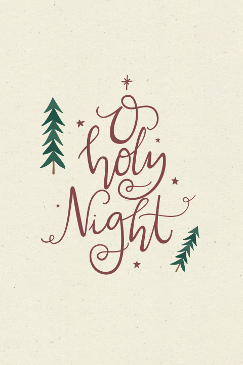 duurzame kerstkaart met kerstboom O holy night