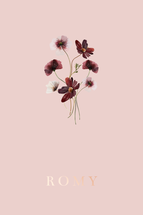 Lief geboortekaartje meisje met bloemen en folie