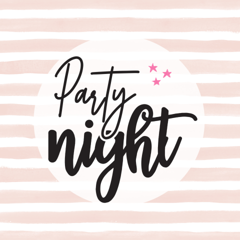 Uitnodiging Party Night met roze strepen