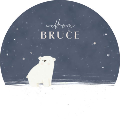 Ronde raamsticker met lieve ijsbeer in de sneeuw
