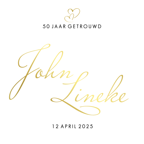 Goudfolie jubileumkaart huwelijk met hartjes