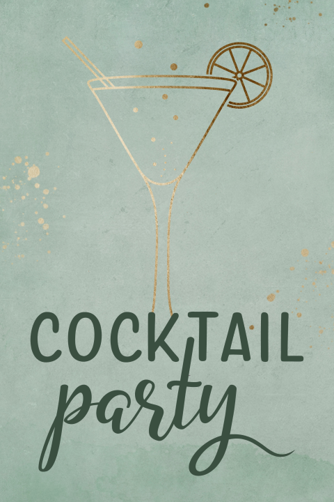 Uitnodiging cocktail party groen met goud