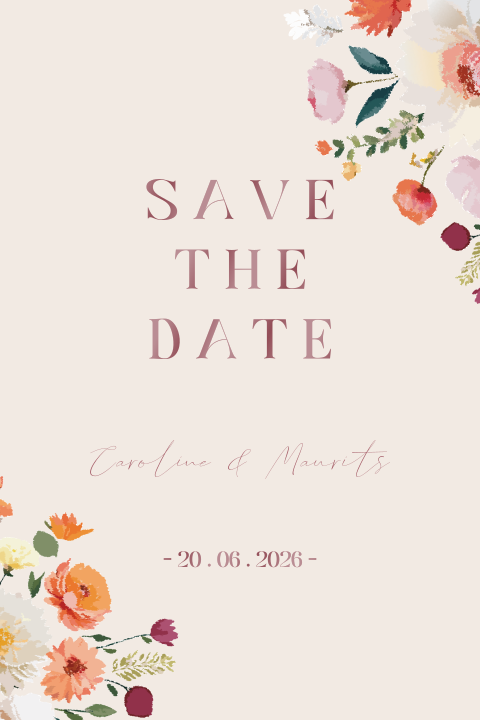 Save the date met bloemen
