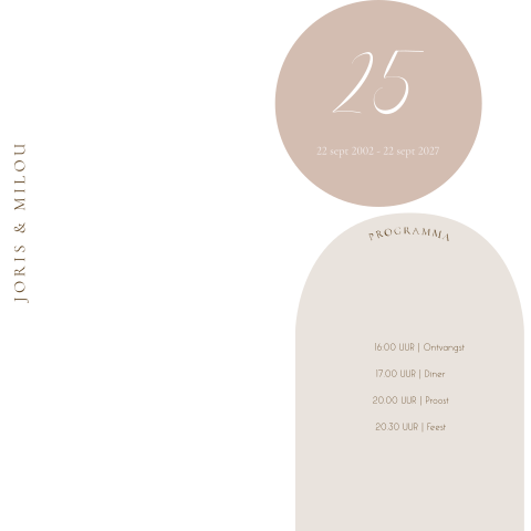 Jubileumkaart set met rond label zachte kleuren
