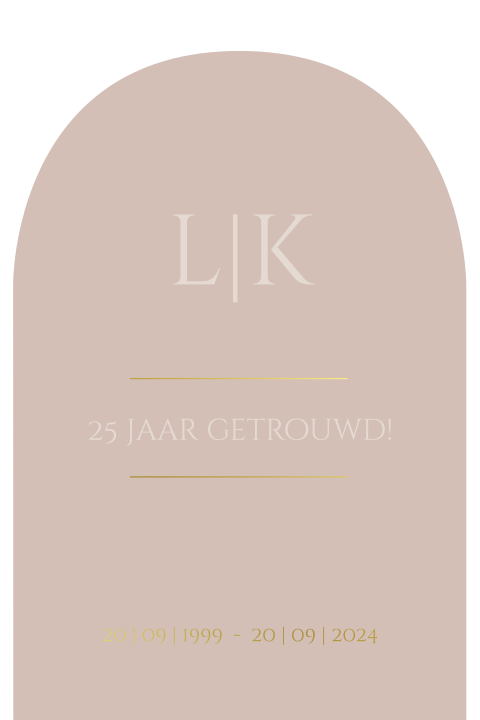 Boogvorm jubileumkaart mauve met folie