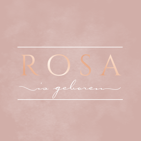 Lief minimalistisch roze geboortekaartje met foliedruk