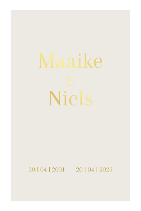Chique wit met zandkleur jubileumkaart met folie