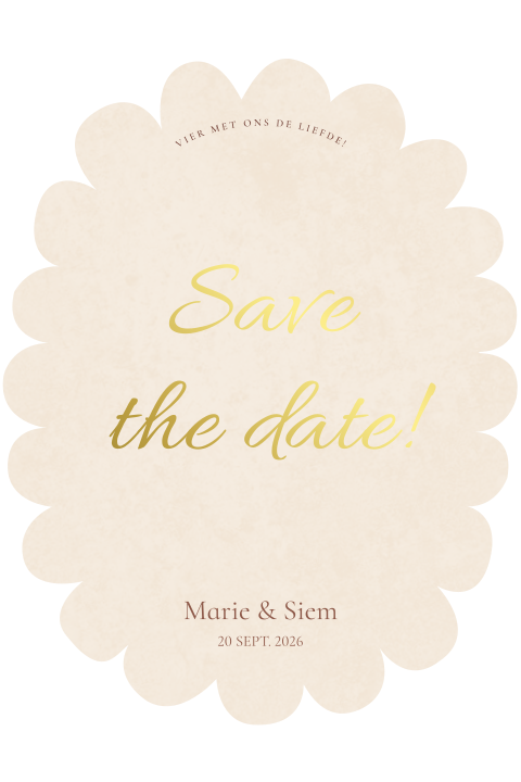 Save the date in bloemvorm met folie
