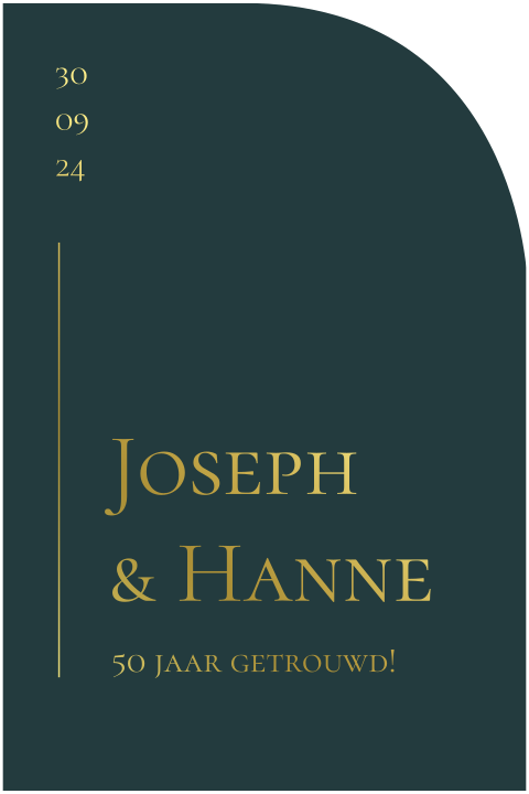 Chique stans jubileumkaart diepgroen goudfolie