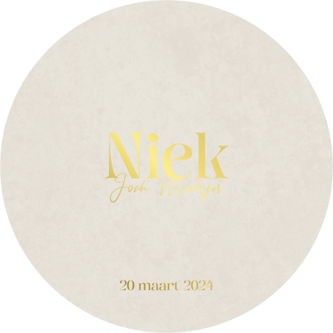 Rond jongens geboortekaartje met goudfolie