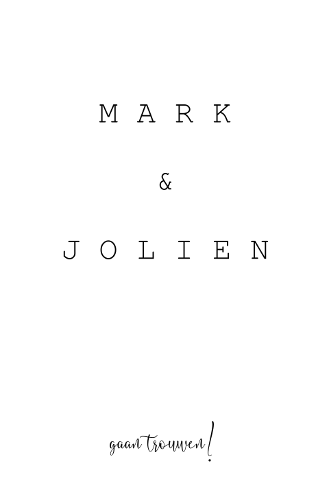 Minimalistisch trouwkaartje zwart wit
