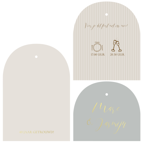 Jubileumkaart set met boogvorm kaartjes